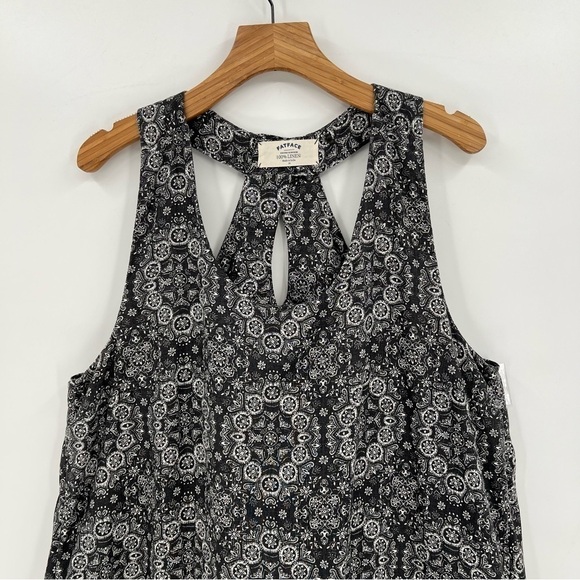 FAT FACE Lola Linear Batik 100% Linen Print Midi Dress Black UK 18 US 14 NEW - Picture 8 of 13